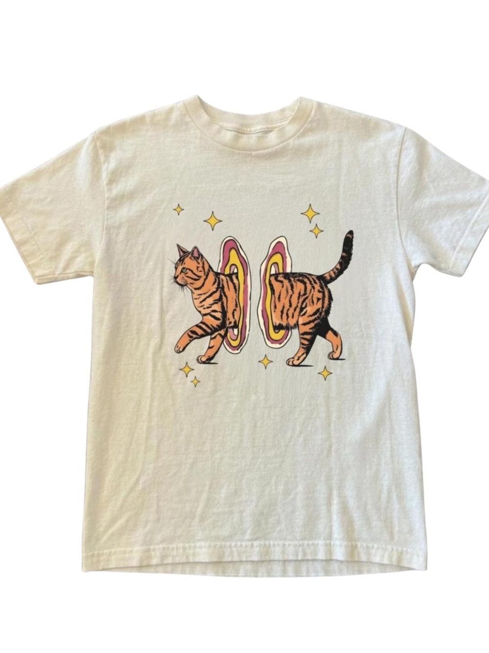 Gildan Cat Portal Graphic Tee with Orange Tabby Print